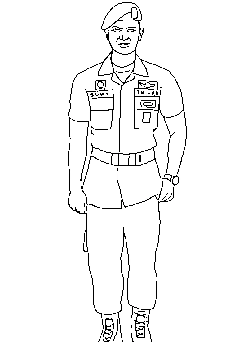 Gambar Gambar Mewarnai Tentara Nasional Indonesia siap untuk diwarnai